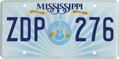 MS license plate ZDP276