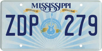 MS license plate ZDP279