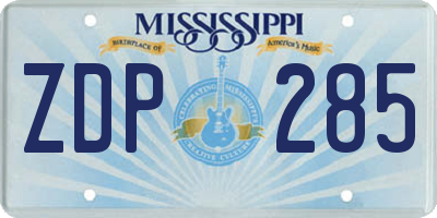 MS license plate ZDP285