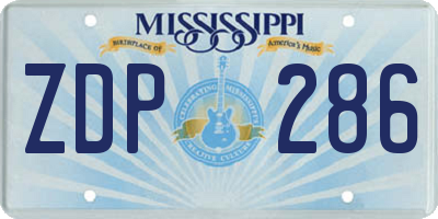 MS license plate ZDP286