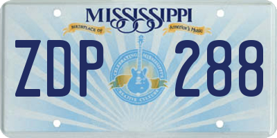 MS license plate ZDP288