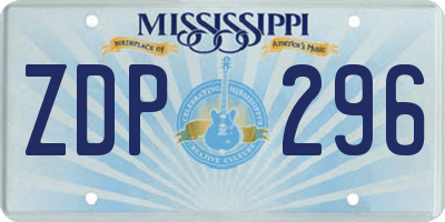 MS license plate ZDP296