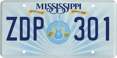 MS license plate ZDP301