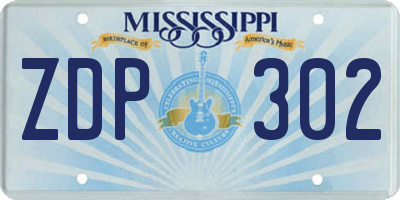 MS license plate ZDP302