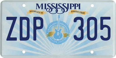 MS license plate ZDP305