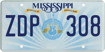 MS license plate ZDP308
