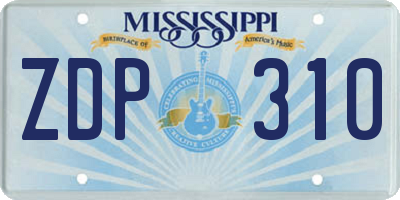MS license plate ZDP310