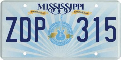 MS license plate ZDP315