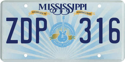 MS license plate ZDP316