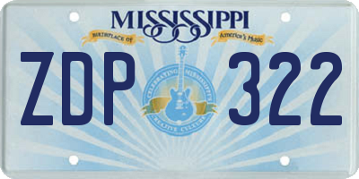 MS license plate ZDP322