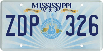 MS license plate ZDP326