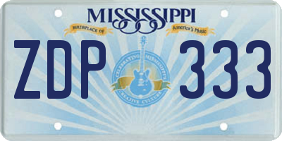 MS license plate ZDP333