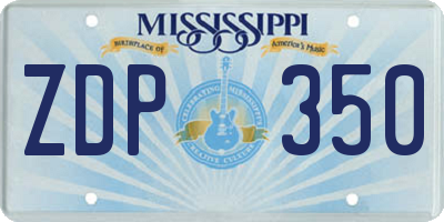 MS license plate ZDP350