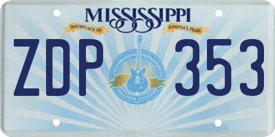 MS license plate ZDP353