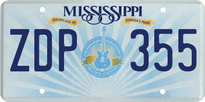 MS license plate ZDP355