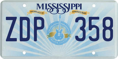 MS license plate ZDP358