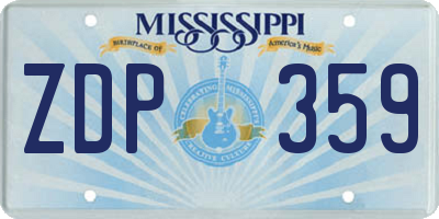 MS license plate ZDP359