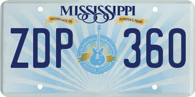 MS license plate ZDP360