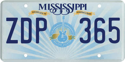 MS license plate ZDP365