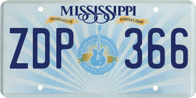 MS license plate ZDP366