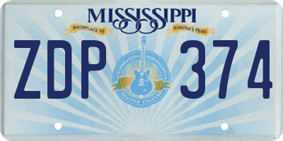 MS license plate ZDP374