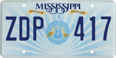 MS license plate ZDP417