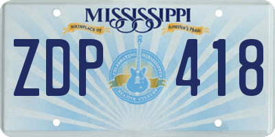 MS license plate ZDP418
