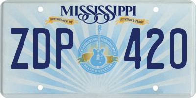 MS license plate ZDP420