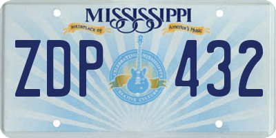 MS license plate ZDP432
