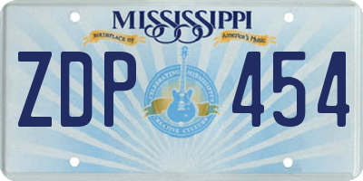 MS license plate ZDP454