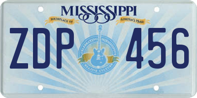 MS license plate ZDP456
