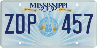 MS license plate ZDP457