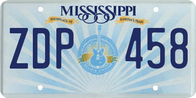 MS license plate ZDP458