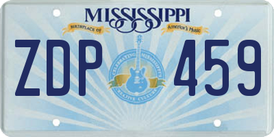 MS license plate ZDP459