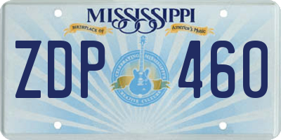 MS license plate ZDP460