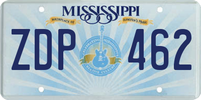 MS license plate ZDP462
