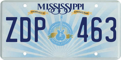 MS license plate ZDP463