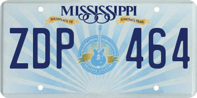 MS license plate ZDP464