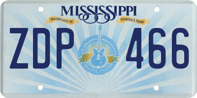MS license plate ZDP466