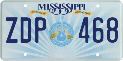 MS license plate ZDP468