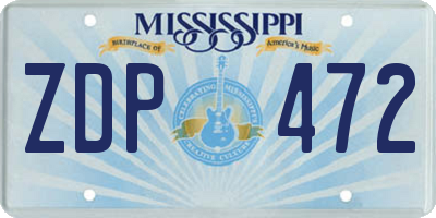 MS license plate ZDP472