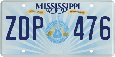 MS license plate ZDP476