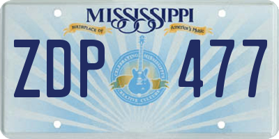 MS license plate ZDP477