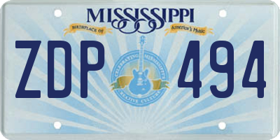 MS license plate ZDP494