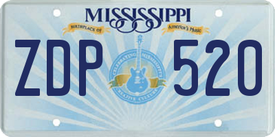 MS license plate ZDP520