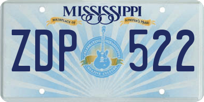 MS license plate ZDP522