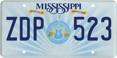 MS license plate ZDP523