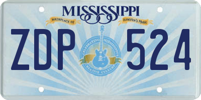 MS license plate ZDP524