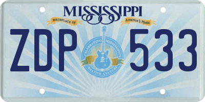 MS license plate ZDP533