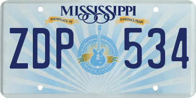 MS license plate ZDP534